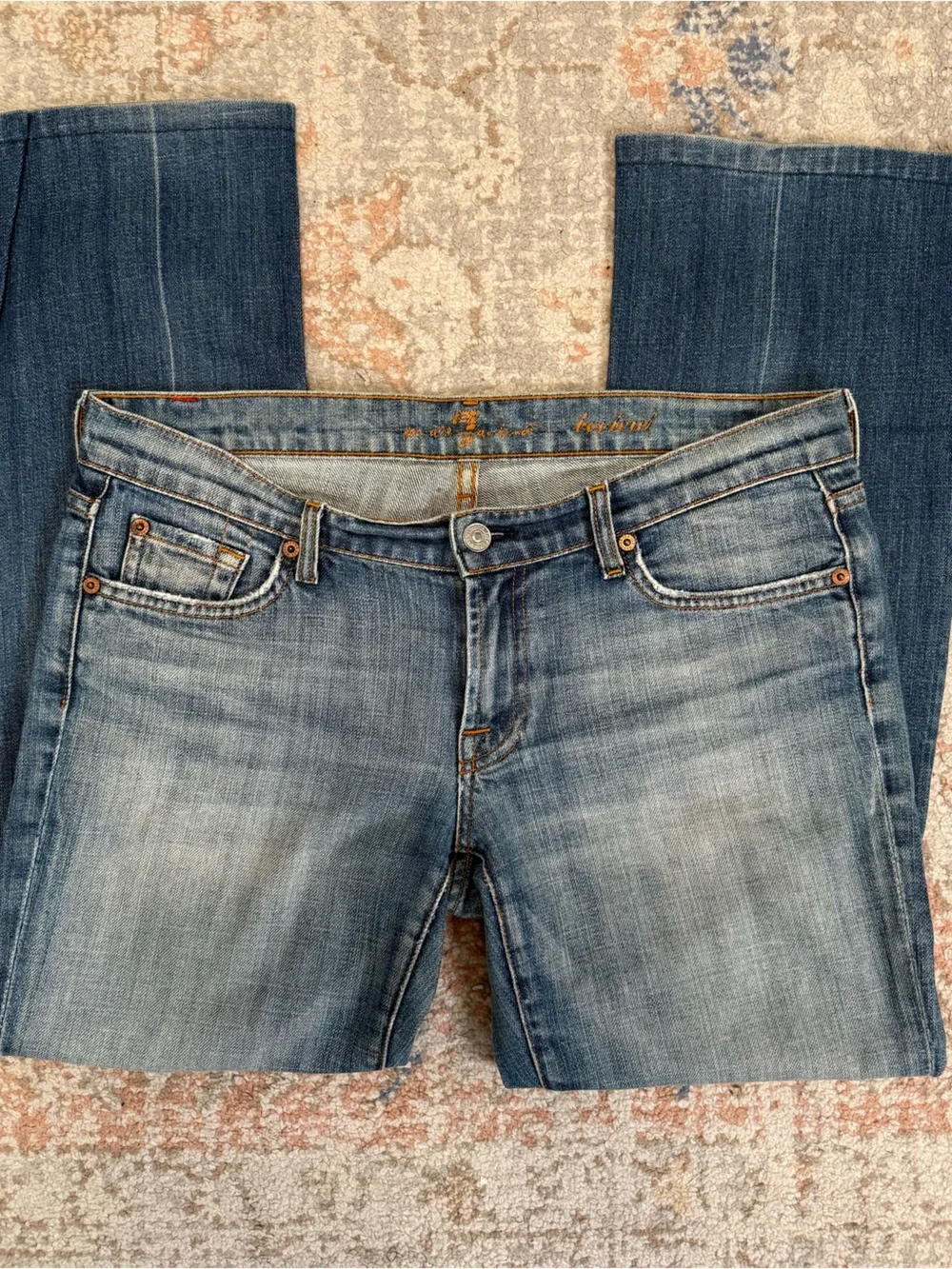 7 For All Mankind Bootcut Jeans Light Wash Stretch Denim Y2K